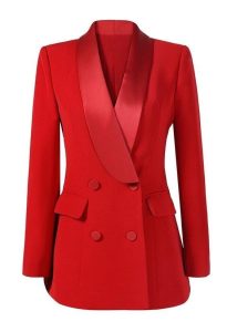 red double-breasted coat
